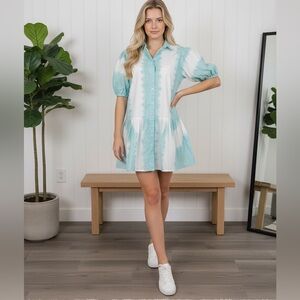 WKND Chic Aqua Tie-Dye Mini Dress XS (NWOT)